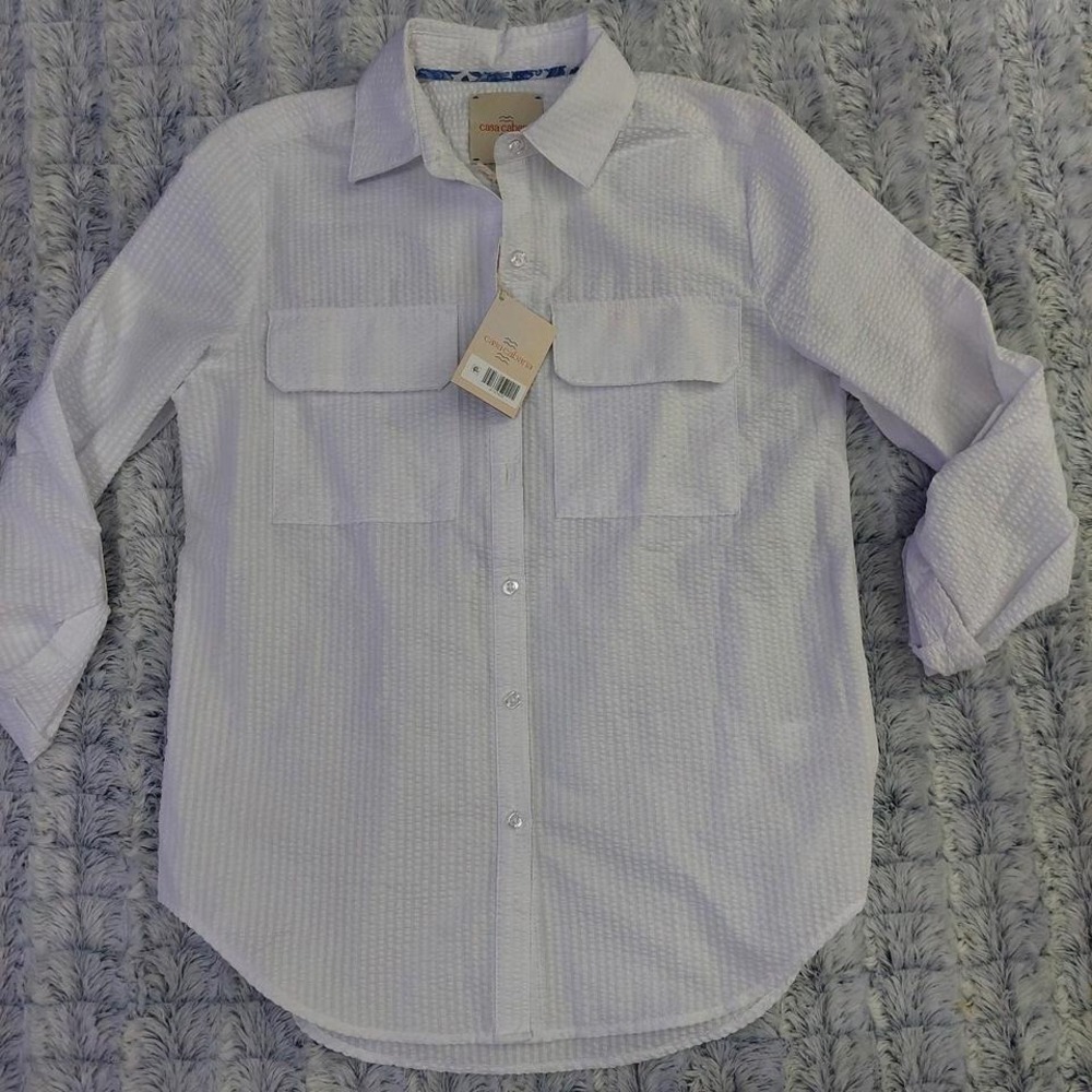 NWT Casa Cabana‎ white button-down top XS